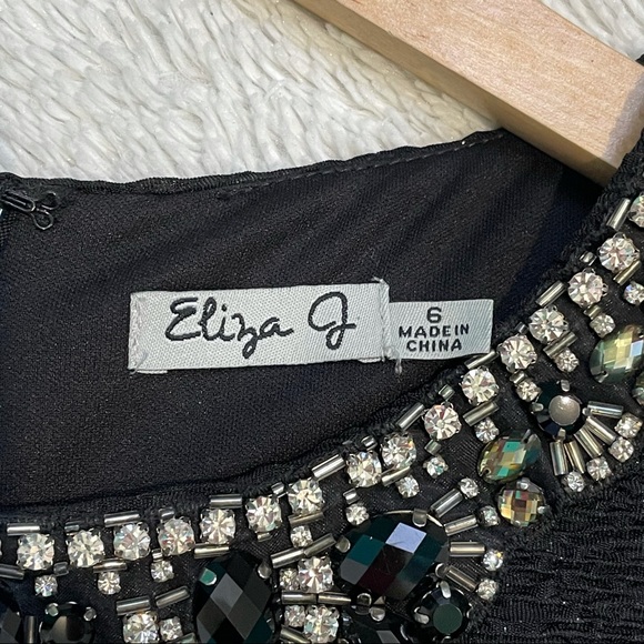 Eliza J Missy Sparkly Black Sleeveless Dress With Rhinestones Size 6 Christmas - Picture 3 of 12